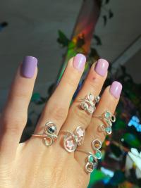 Statement .925 Silver Disco Crystal Ring, Size 5.5
