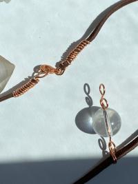 ONE of a KIND, HANDMADE Optical Quartz Sphere Copper Leather Choker Necklace