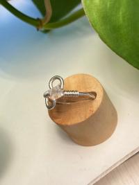 Quartz Cube Sterling Silver Ring, Size 5.5