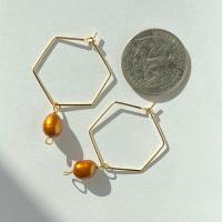 Hexagon Pearl Dangle Hoops (+ Colors)