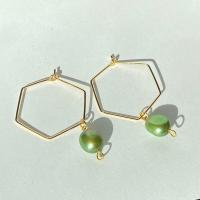 Hexagon Pearl Dangle Hoops (+ Colors)