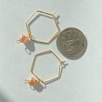 ONE of a KIND, HANDMADE Pink Freshwater Pearl Hexagon Dangle Hoops