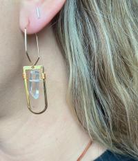 Quartz Geo Gold Hexagon Hoops