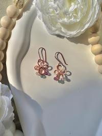 Handmade Natural Fluorite Hammered Copper Earrings