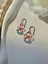 Handmade Natural Apatite Hammered Copper Earrings