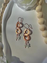 Handmade Natural Fluorite Hammered Copper Earrings