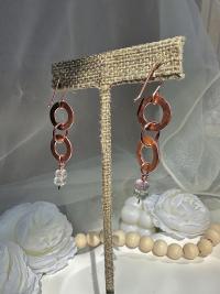 Handmade Natural Fluorite Hammered Copper Earrings