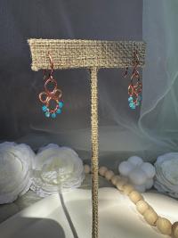 Handmade Natural Apatite Hammered Copper Earrings