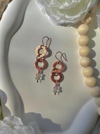 Handmade Natural Fluorite Hammered Copper Earrings