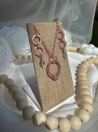 Handmade Fluorite Hammered Copper Link Necklace and Earrings Set