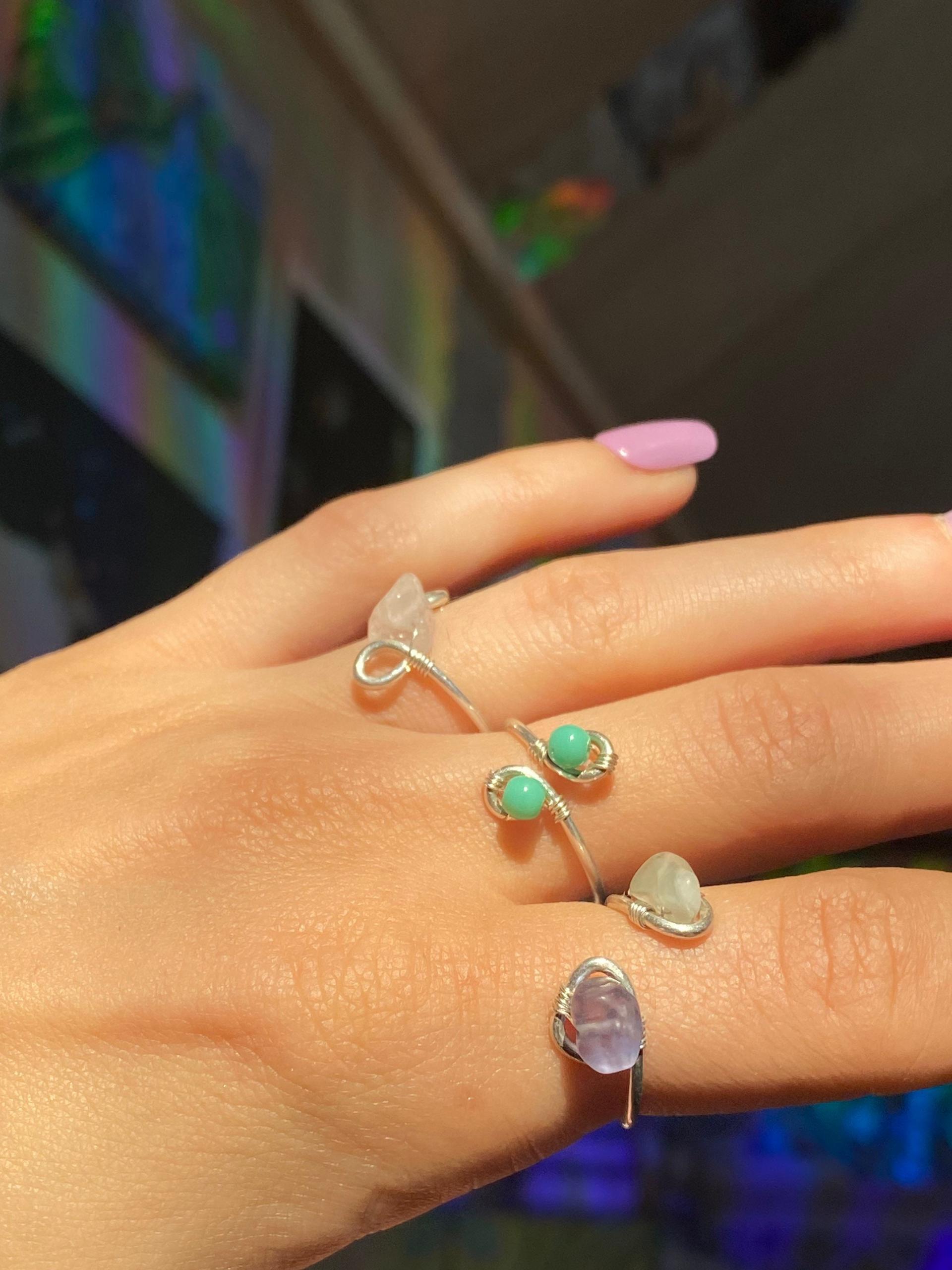 Simple .925 Silver Fluorite Ring, Adjustable Size 7