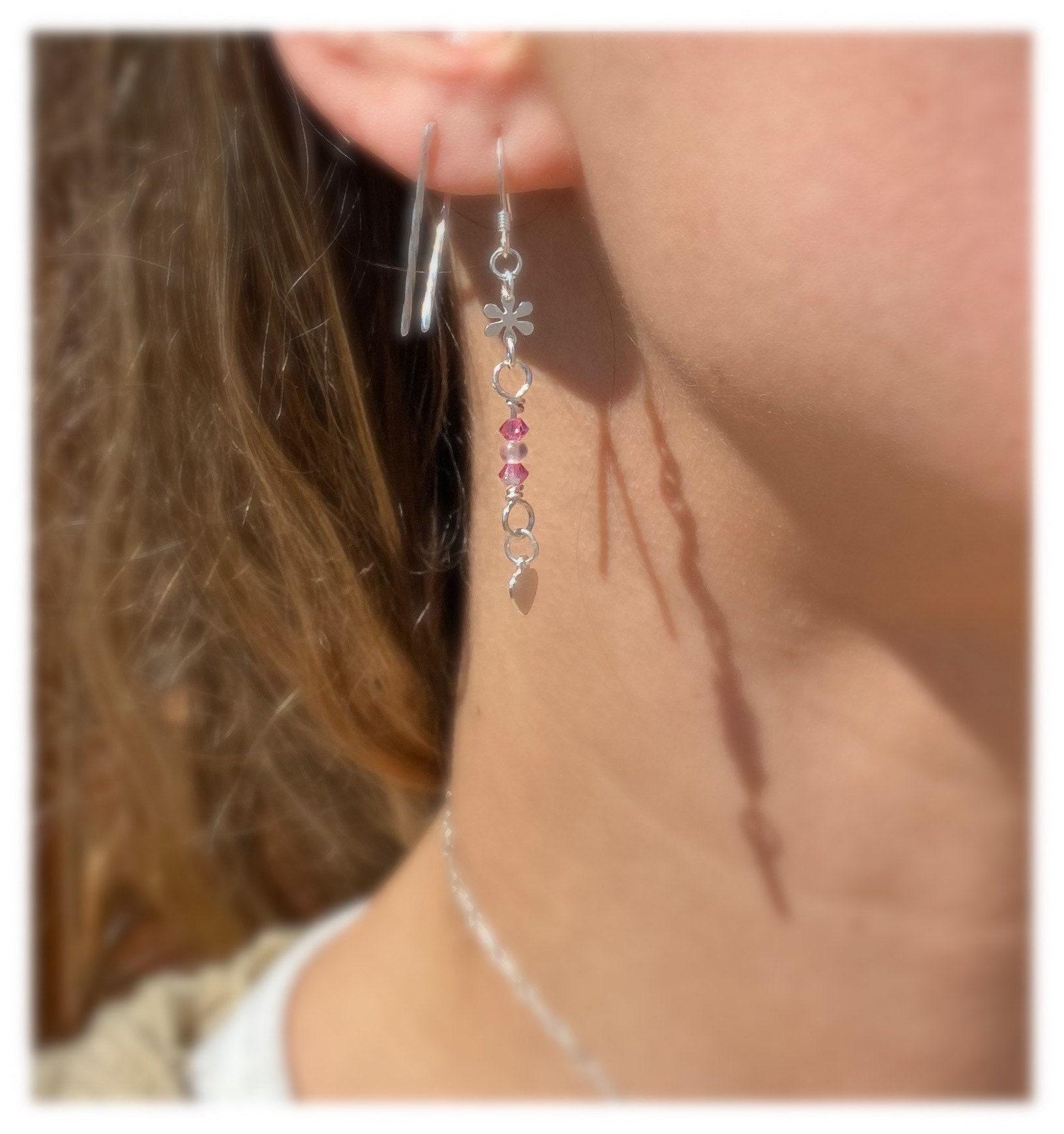 Pink Crystal Flower .925 Silver Earrings | Spring Fever Collection
