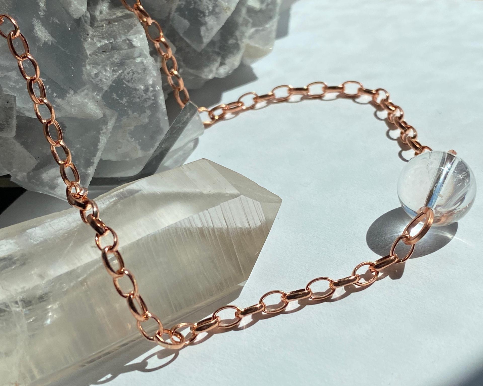 Optical Quartz Sphere Copper Choker Necklace