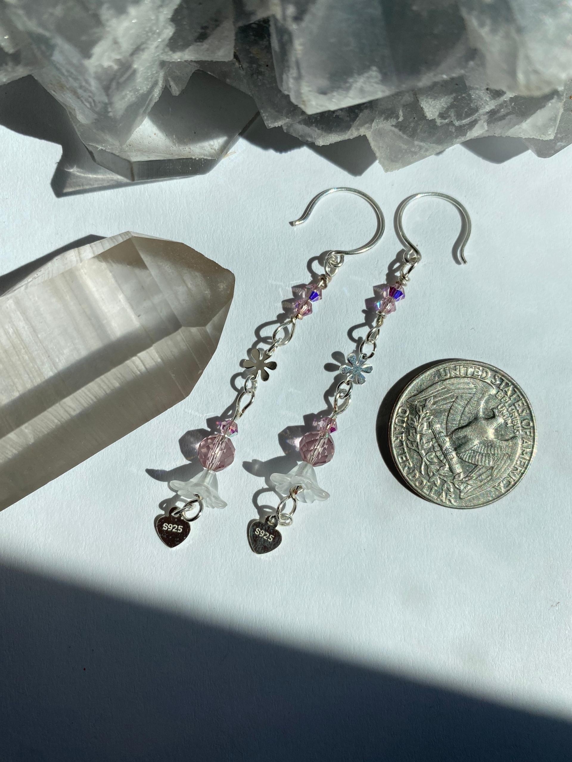 Lavender Crystal Flower .925 Silver Earrings | Spring Fever Collection