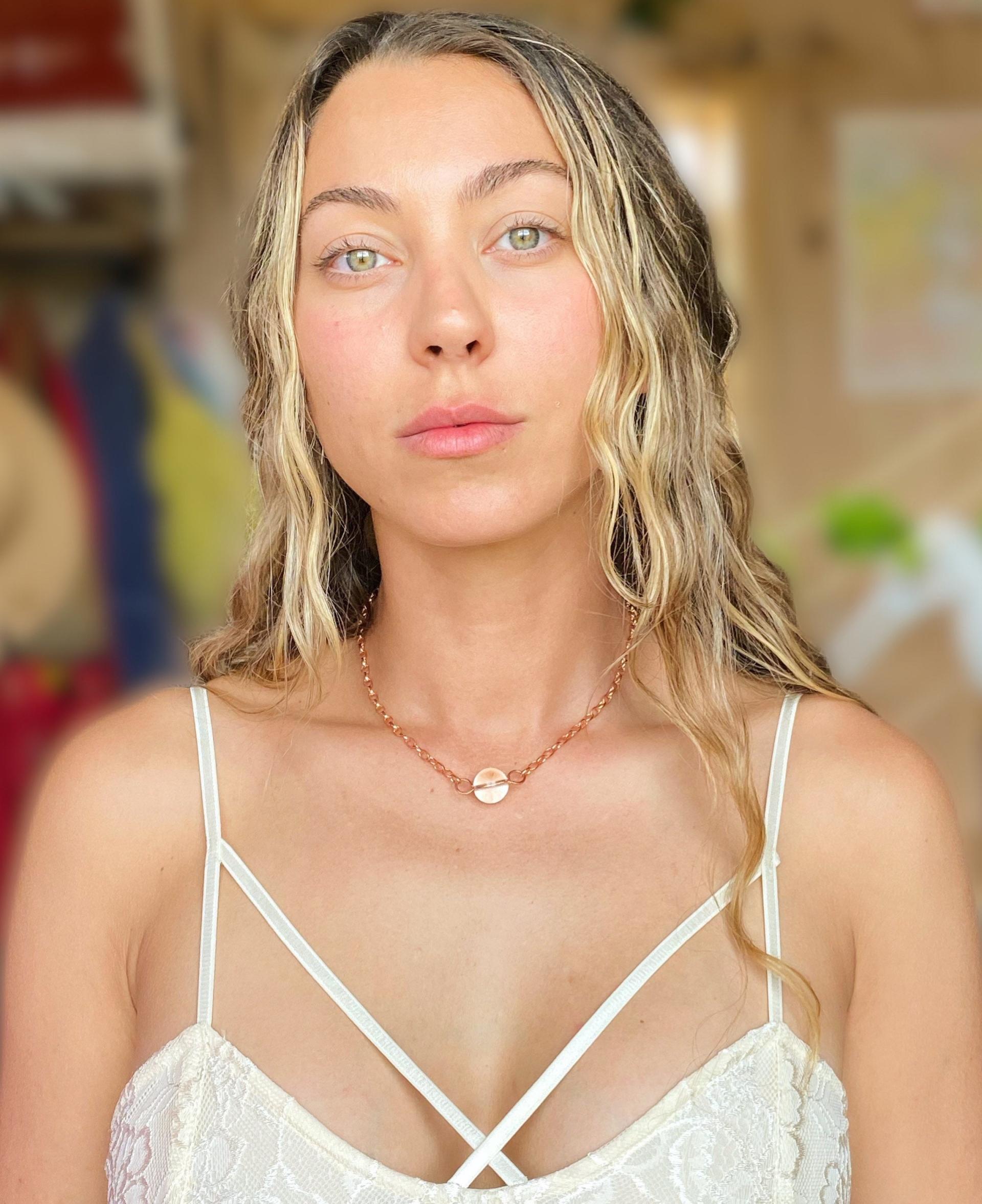 Optical Quartz Sphere Copper Choker Necklace
