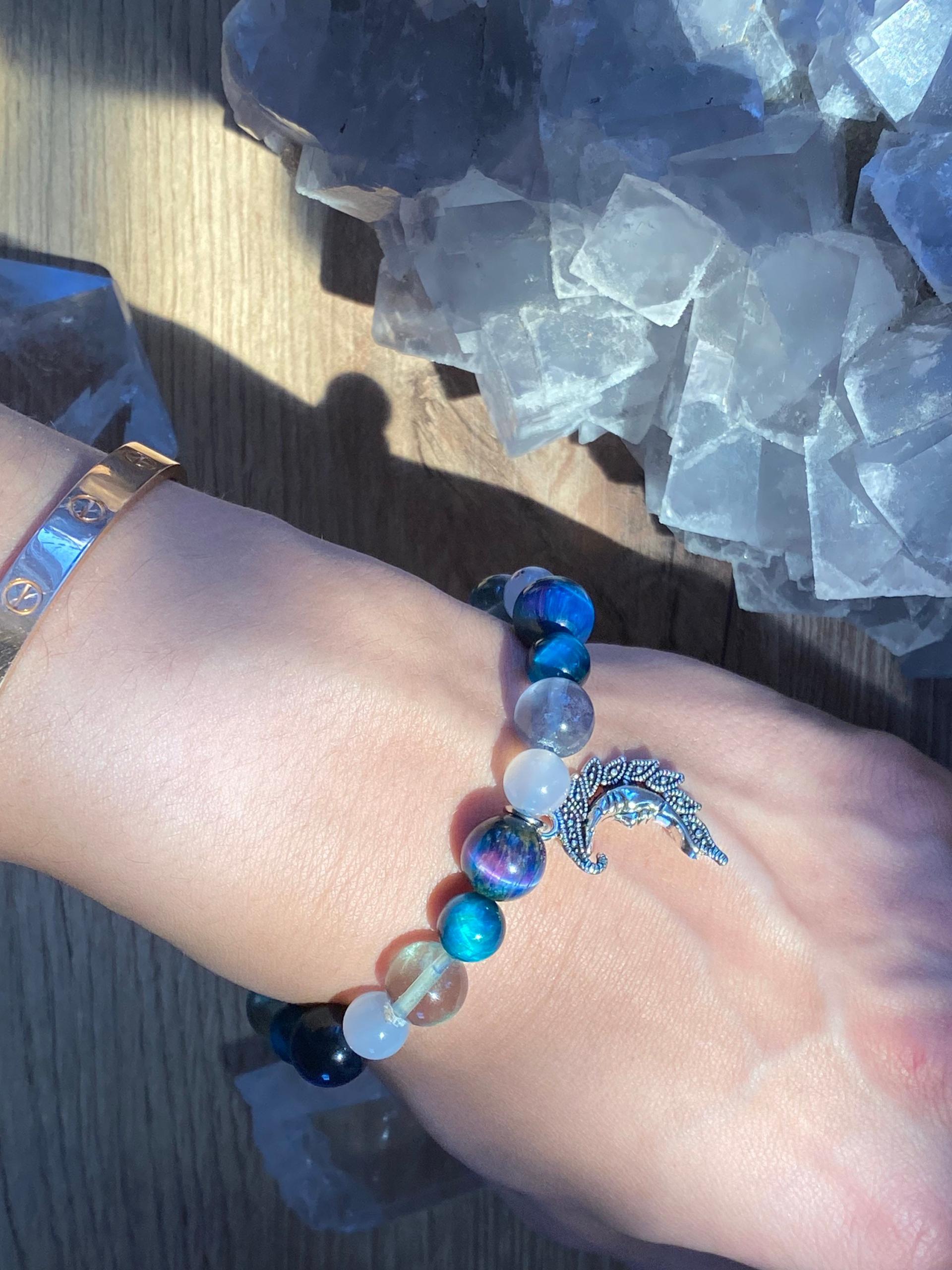 Chalcedony, Fluorite, & Tiger Eye Celestial Bracelet