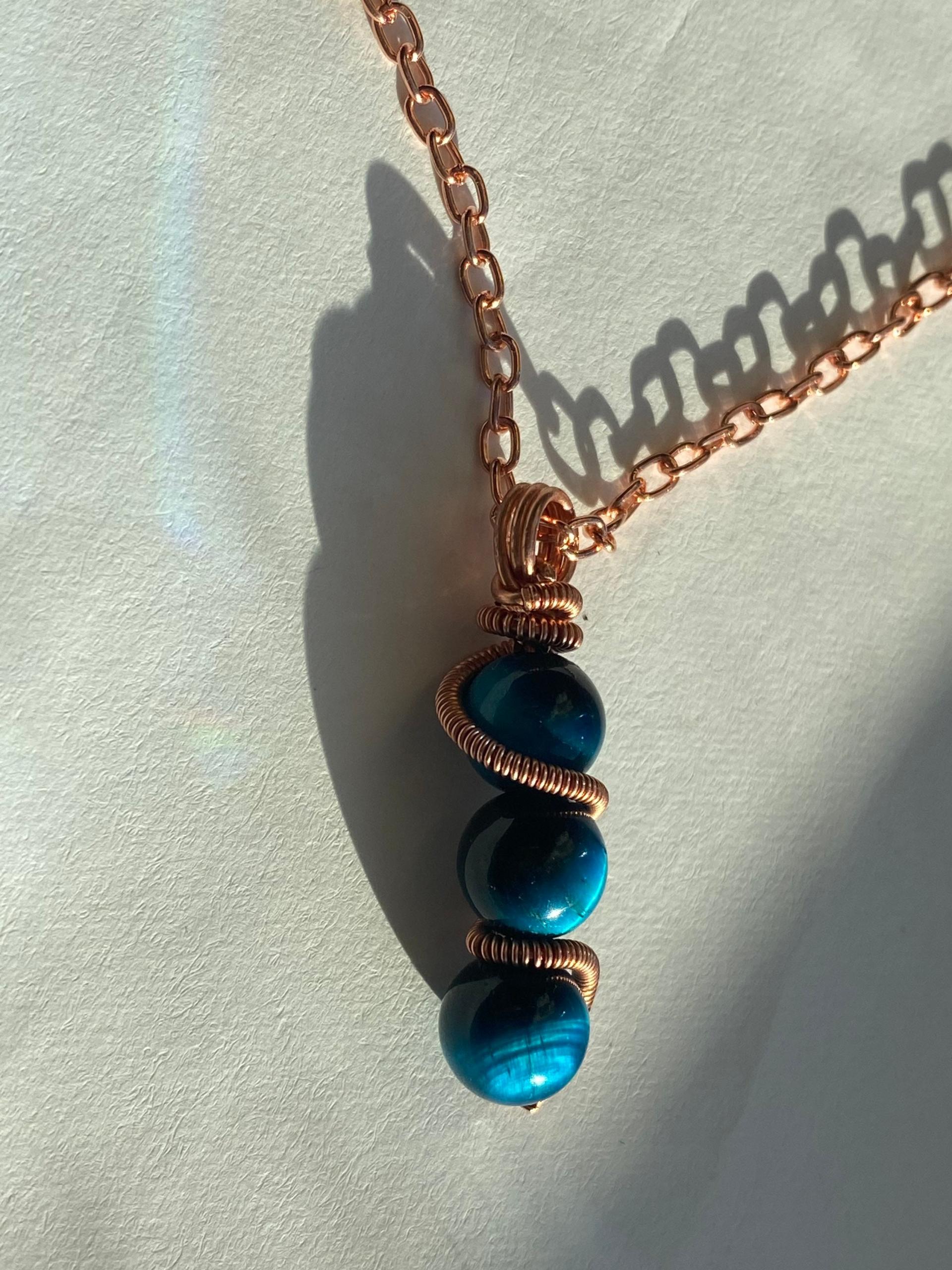 Colored Tiger Eye Copper Necklace