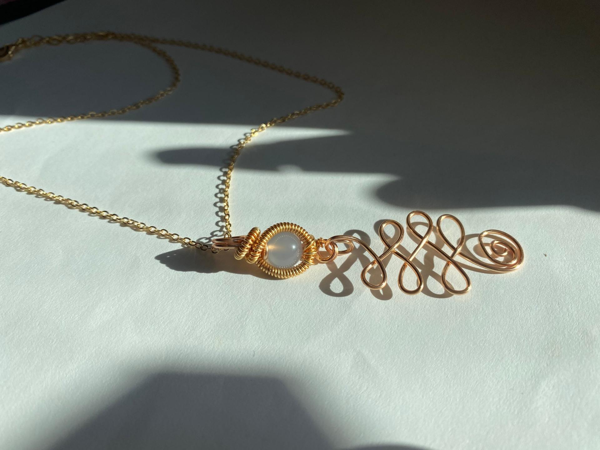 Chalcedony Unalome Gold-Plated Necklace