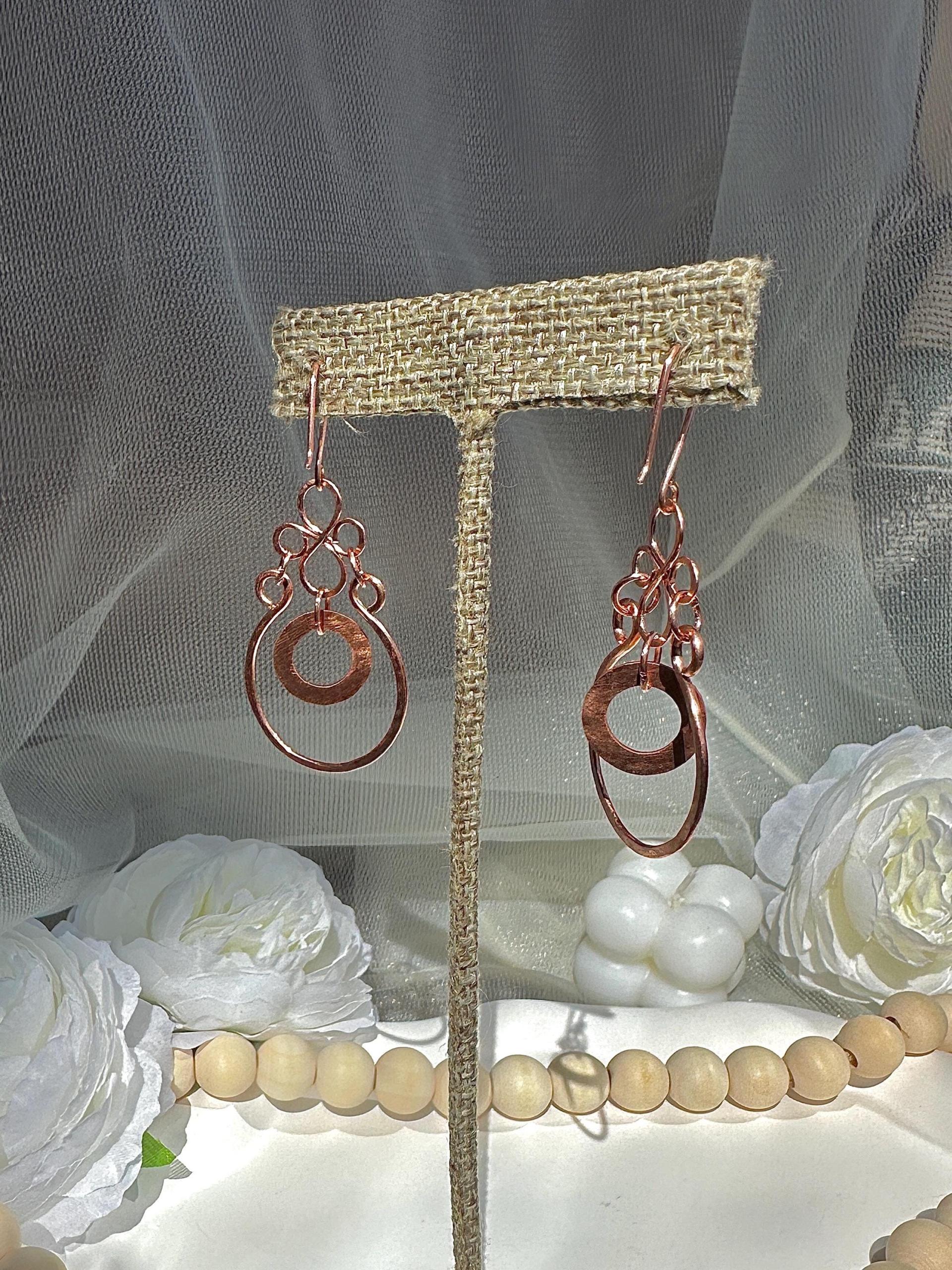 Handmade Hammered Copper Dangle Earrings