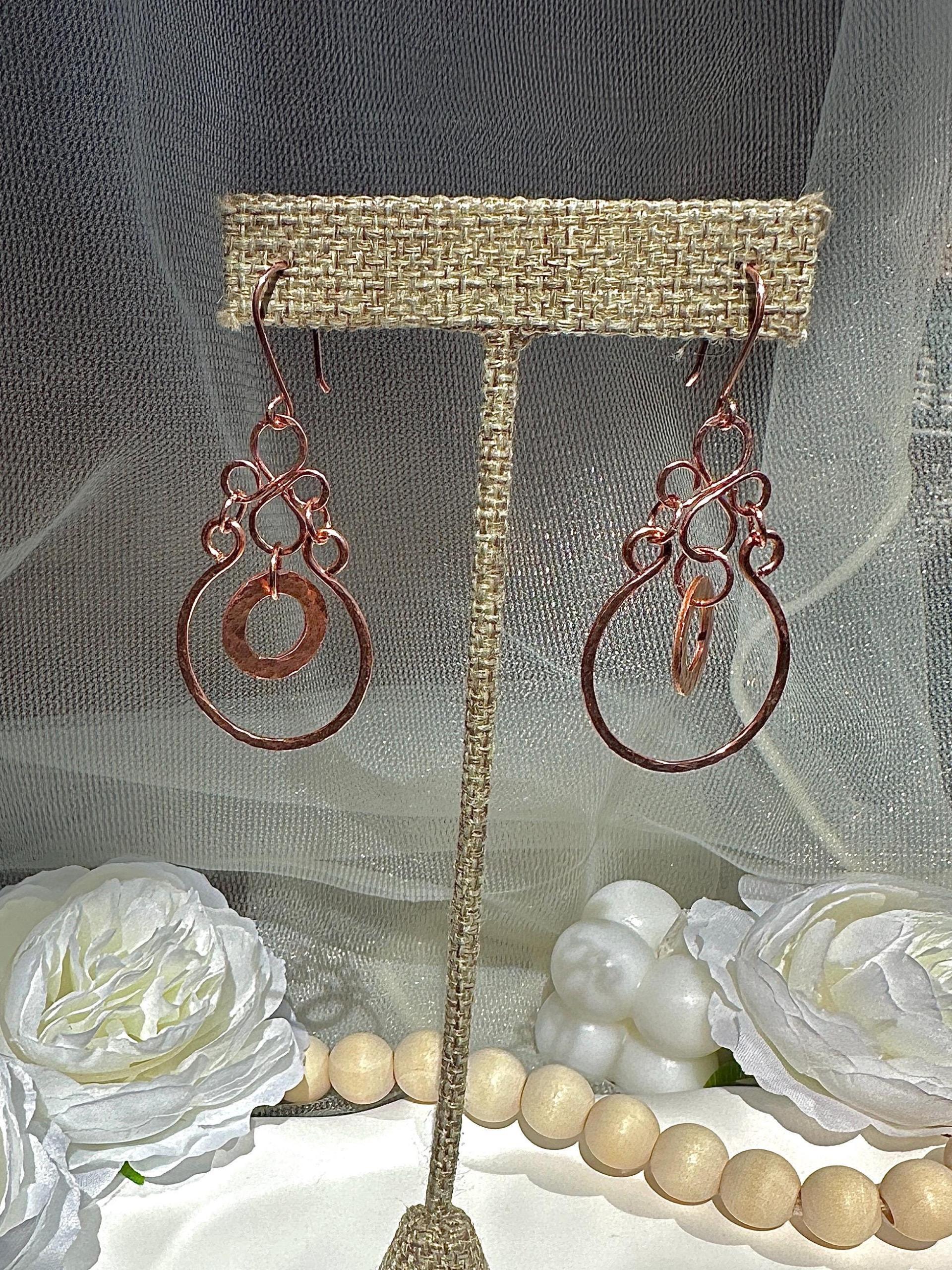 Handmade Hammered Copper Dangle Earrings