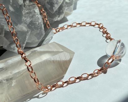 Optical Quartz Sphere Copper Choker Necklace