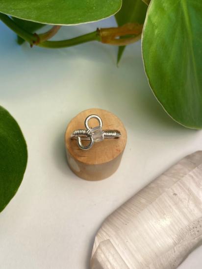 Quartz Cube Sterling Silver Ring, Size 5.5