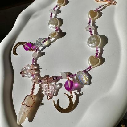 Handmade aura quartz beaded charm